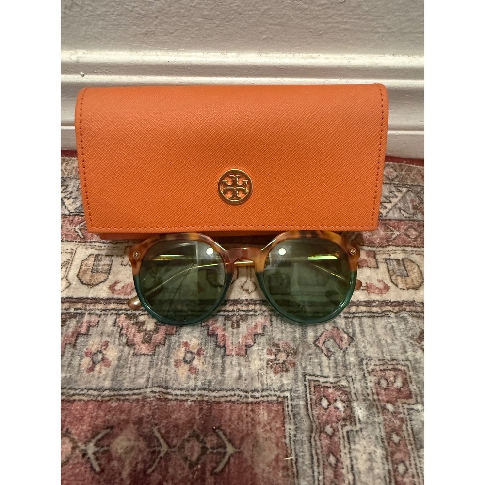 Tory Burch TY7130 Round Tortoise Green Sunglasses with Case 52-21-140